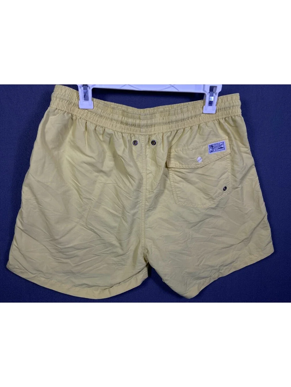 Mens Polo Ralph Lauren Traveler Slim Fit Yellow Nylon Swim Shorts Trunks XL EUC!